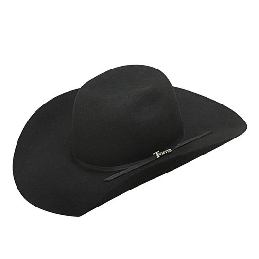 Kids Black Bullrider Crown Felt Hat