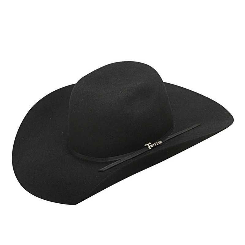 Kids Black Bullrider Crown Felt Hat