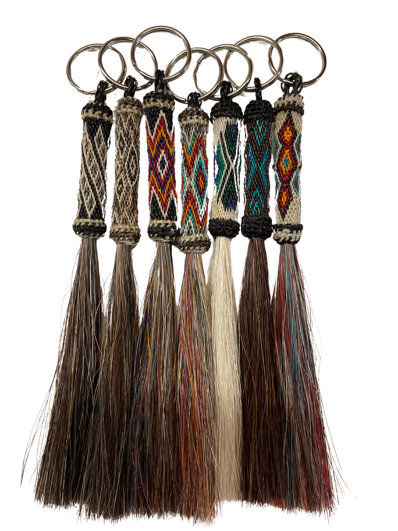 Hitched Horsehair Tube w/Tassel Keychain