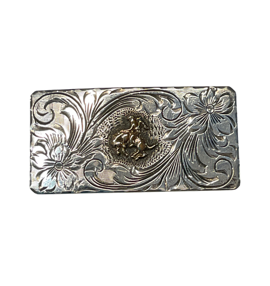 Sterling Silver w/ 10K Gold Bronc Rider Buckle
