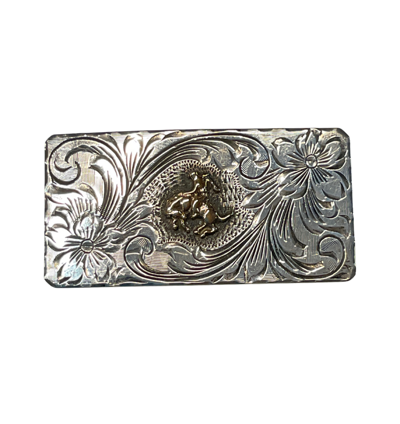 Sterling Silver w/ 10K Gold Bronc Rider Buckle