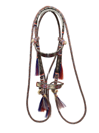 HItched Horsehair Browband Red, White & Blue w/Roping Rein