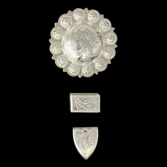 Yuma Concho Buckle Set- Silver Plate