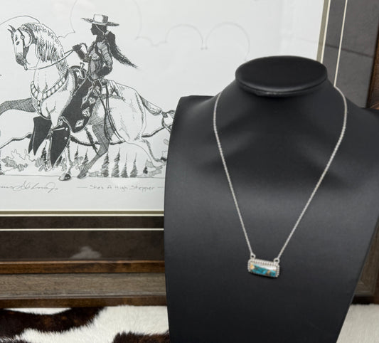 Spiny Turquoise Bar Necklace