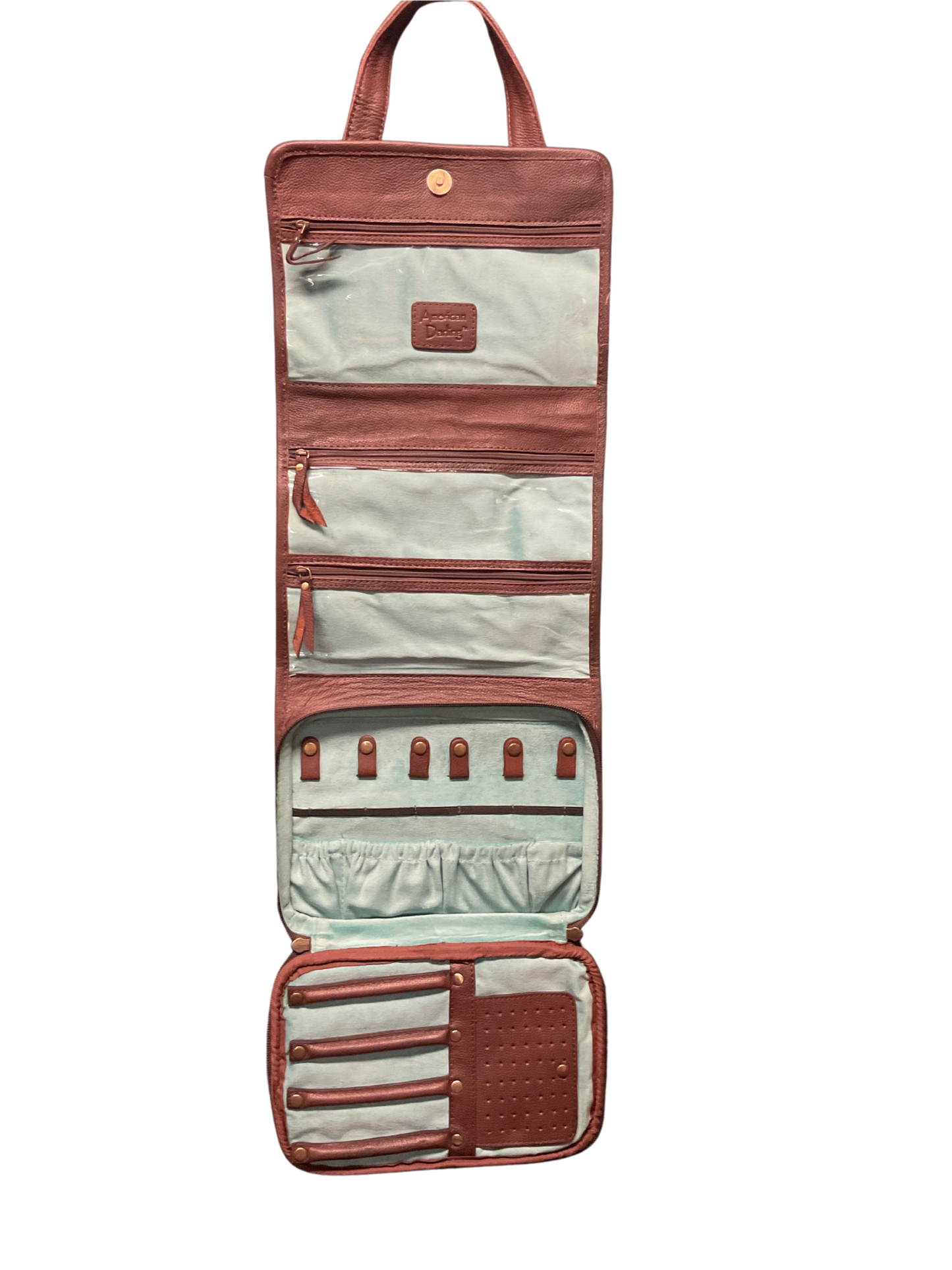 Cowhide Tri-fold Travel Jewelry Case