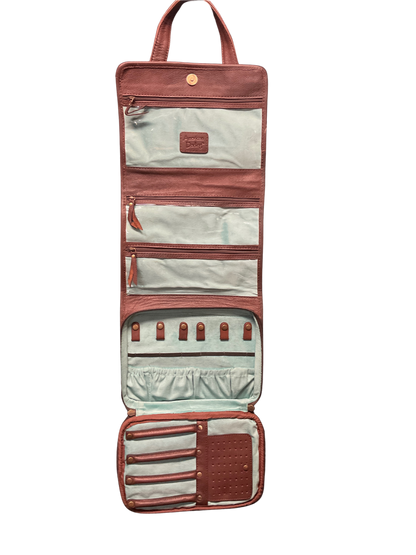 Cowhide Tri-fold Travel Jewelry Case