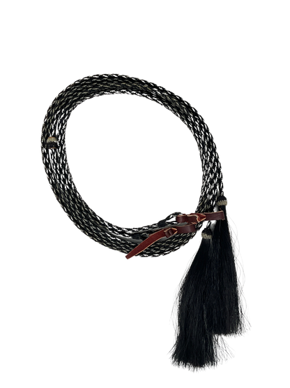 5/8" Flat Braided Horsehair Browband Headstall and Split Reins