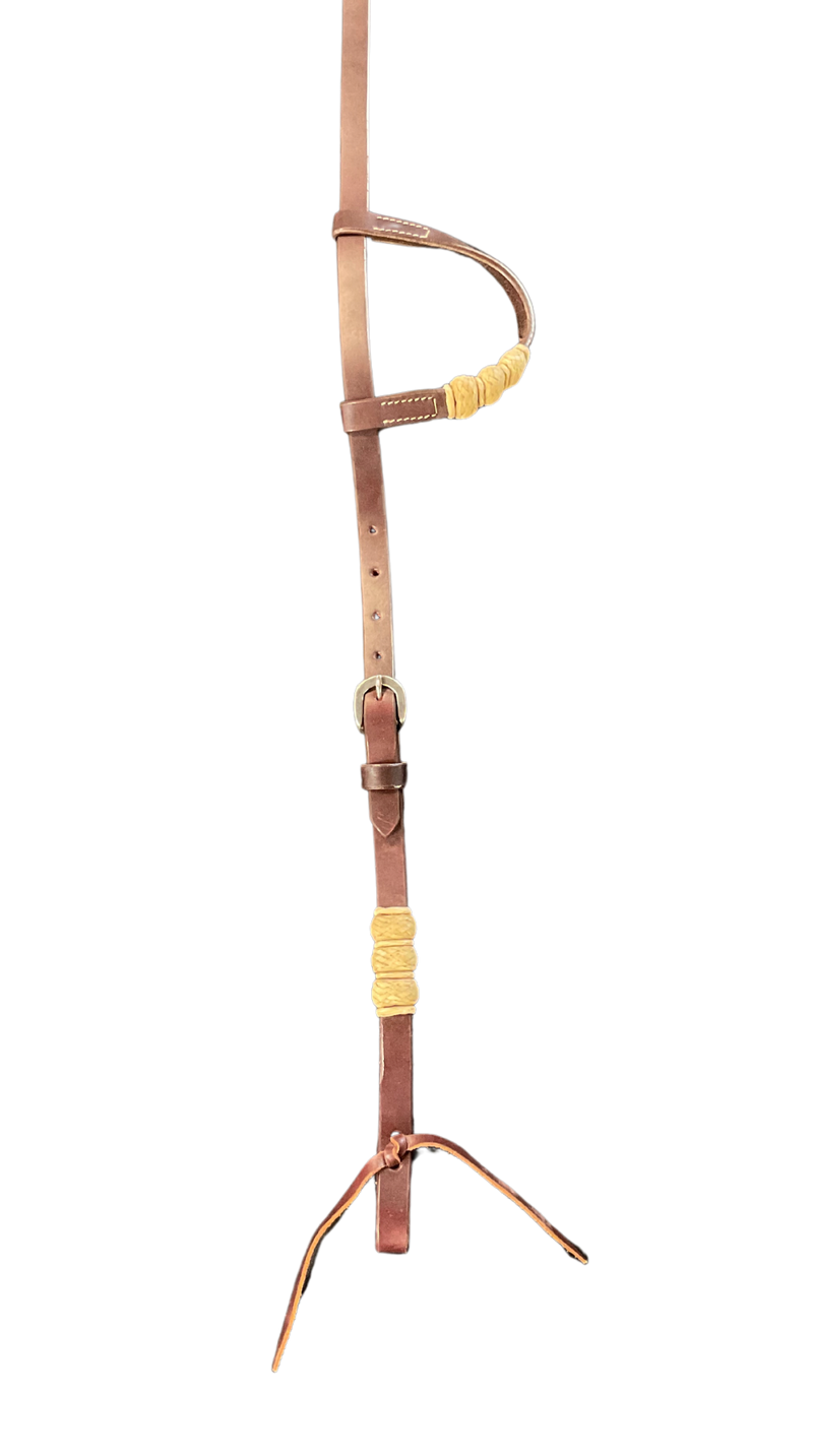 Single Ear Leather w/Rawhide