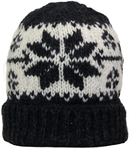 Beanie- Roll Over Grey Snowflake
