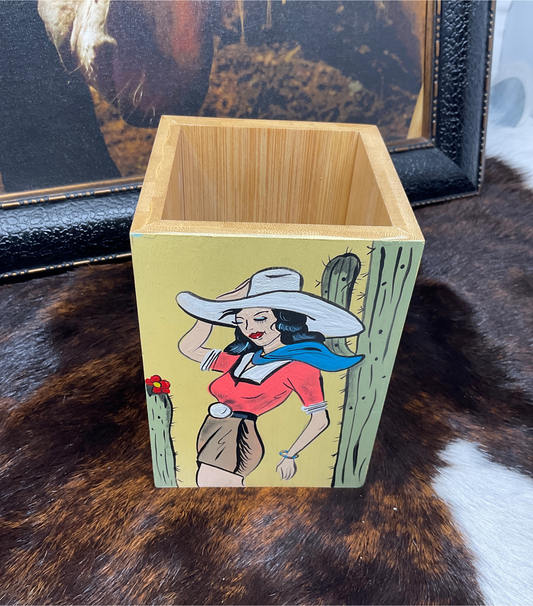Hand Painted Utensil Box