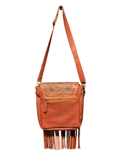 Chestnut Colored Floral Carved Purse