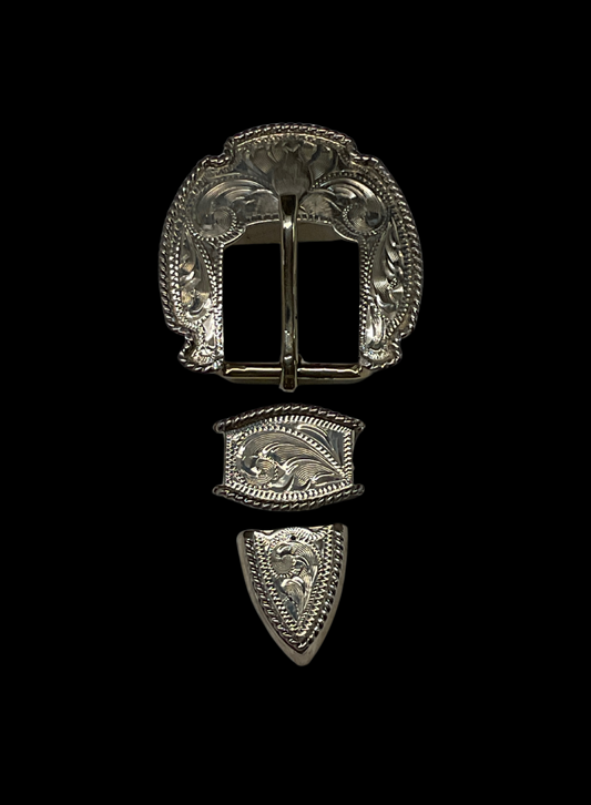 Sterling Silver 3/4" Rope Edge Belt Buckle Set
