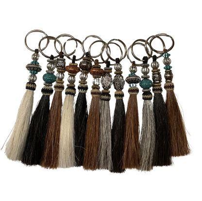 Horse Hair Tassel w/Beads Keychain