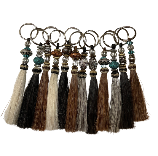Horse Hair Tassel w/Beads Keychain