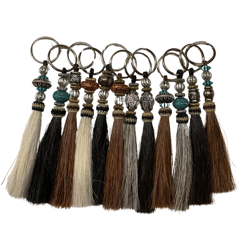 Horse Hair Tassel w/Beads Keychain