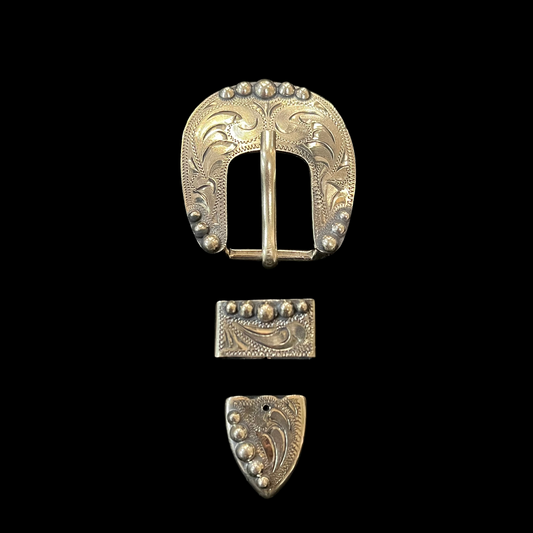 Antiqued Manzanillo Buckle Set- Silver Plate
