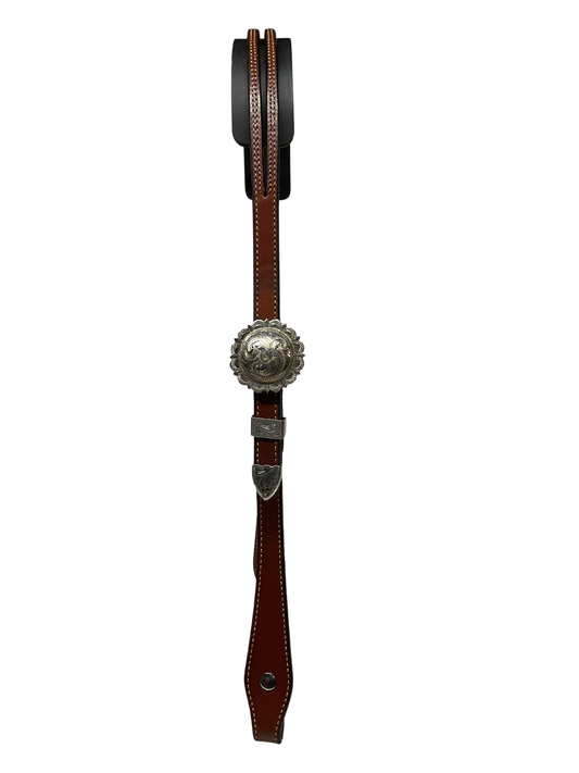 5/8" Split Ear Headstall Hansen Scalloped Round Concho Buckle