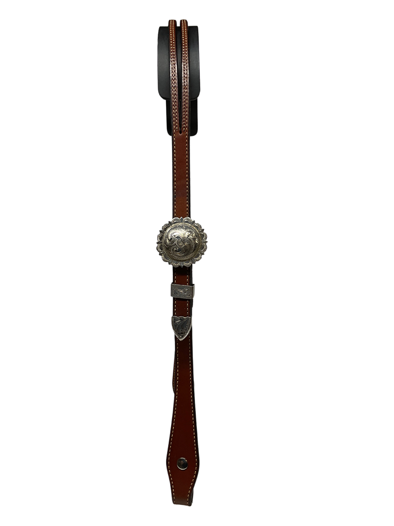 5/8" Split Ear Headstall Hansen Scalloped Round Concho Buckle