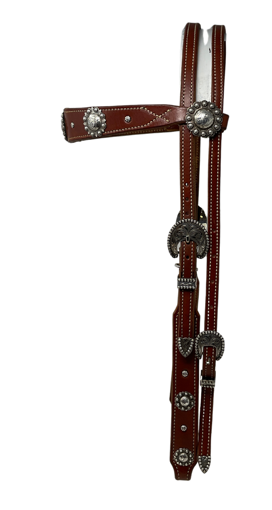 Browband Antiqued Yuma Berry Buckles & Conchos