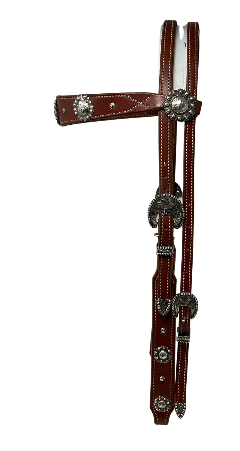 Browband Antiqued Yuma Berry Buckles & Conchos