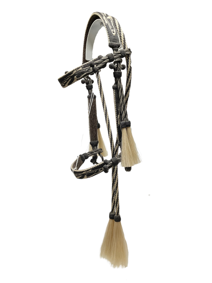 Hitched Horsehair Headstall w/Split Reins & Quirt