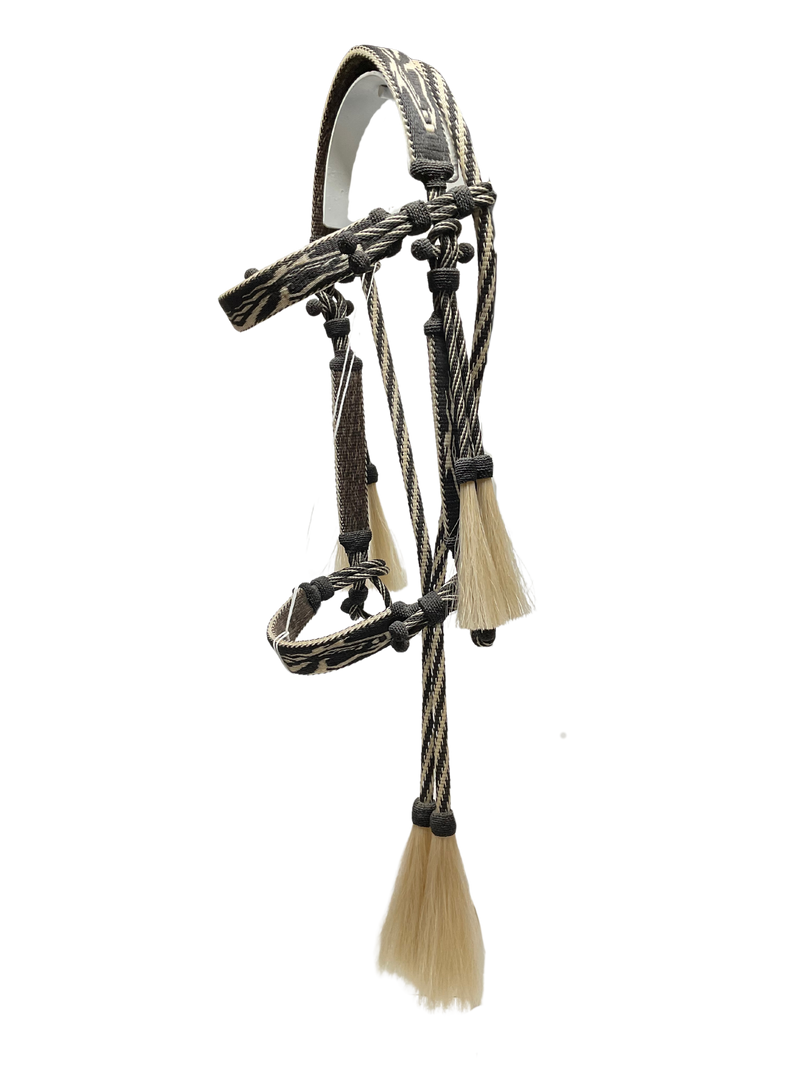 Hitched Horsehair Headstall w/Split Reins & Quirt