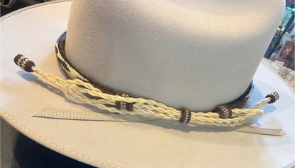 Hitched Horsehair Narrow Hat Band w/Double Tassels