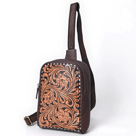Hand Tooled Genuine Western Leather Sling