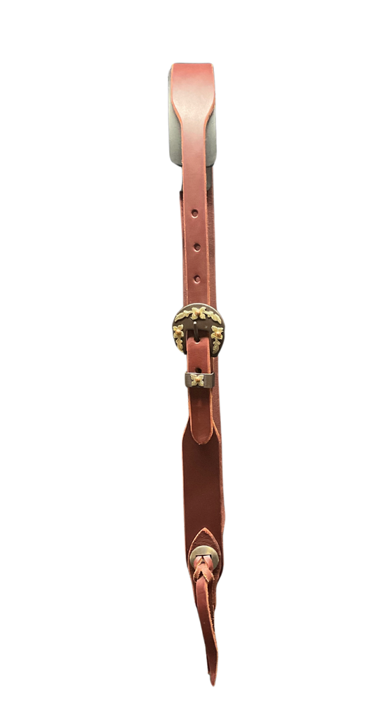Split Ear Latigo w/Brown Floral Buckle