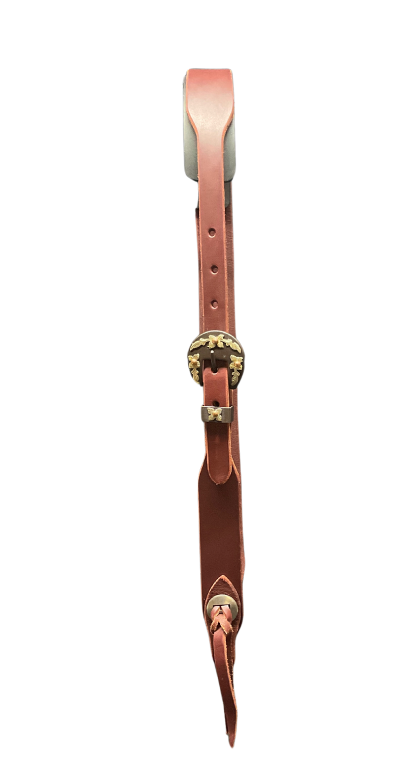 Split Ear Latigo w/Brown Floral Buckle