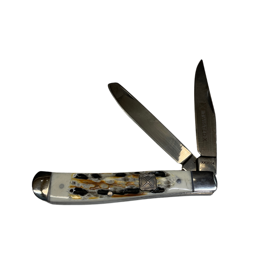 Double Blade Trapper Knife w/Natural Bone Grip