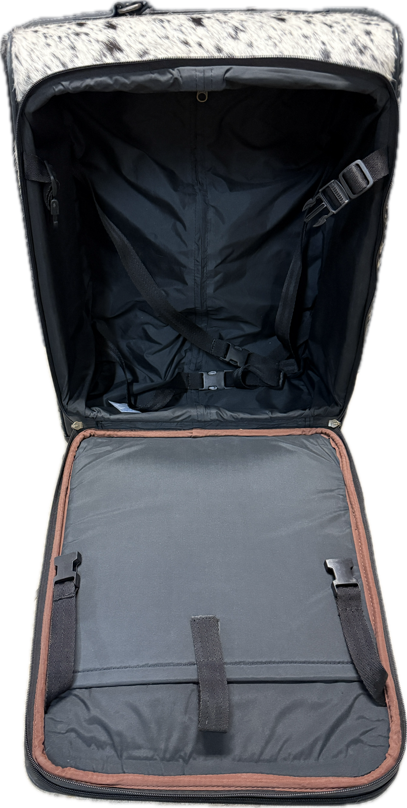 Wheeled Black Cowhide/Leather Luggage
