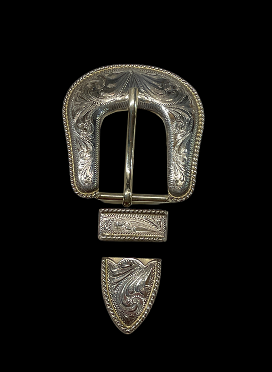 Oakdale Rope Sterling Silver 1" Belt Buckle Set