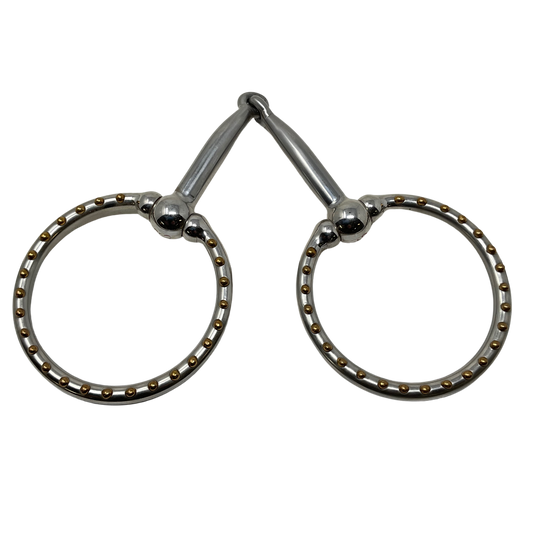 Ballhinge Ring Snaffle w/Brass Dots