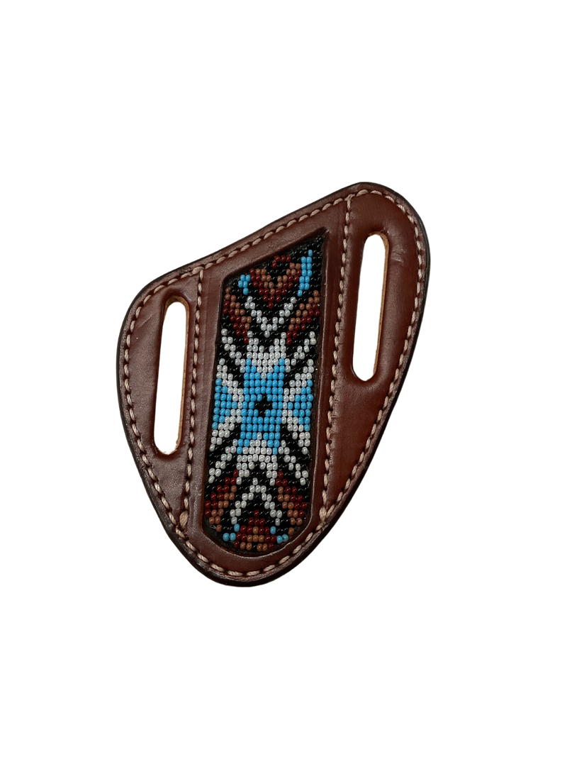 Leather Beaded Crossdraw Knife Sheath