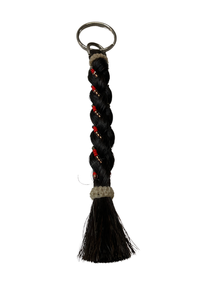 6" Braided Horsehair w/Beads Keychain