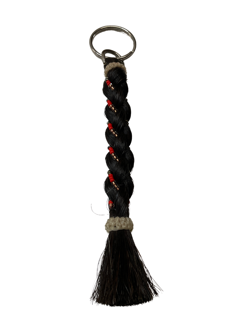 6" Braided Horsehair w/Beads Keychain