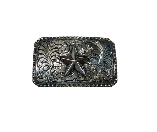 Sterling Silver Rope Ege w/Star Belt Buckle
