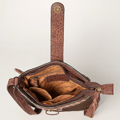 Crossbody Leather w/Cowhide & Buck Stitch Concealed Carry Purse