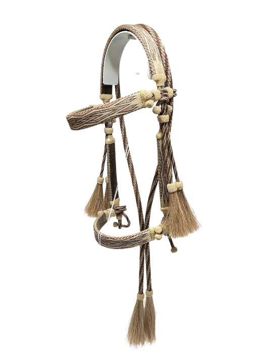 Hitched Horsehair Headstall w/Split Reins