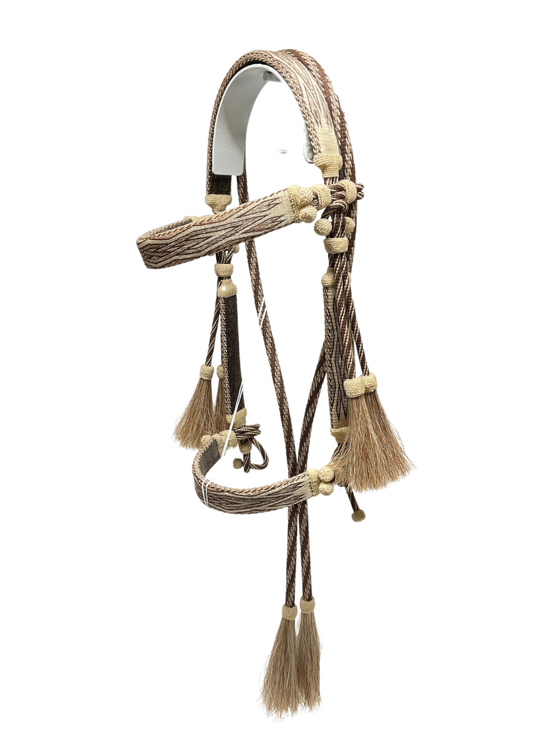 Hitched Horsehair Headstall w/Split Reins