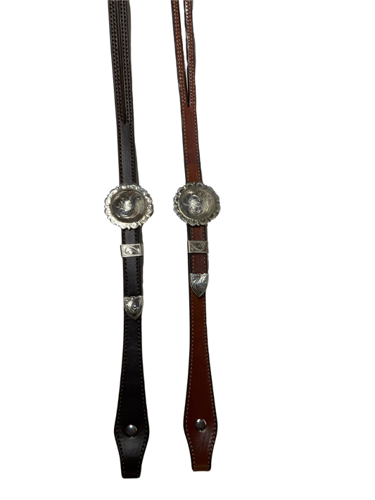 5/8" Split Ear Headstall Hansen Scalloped Round Concho Buckle