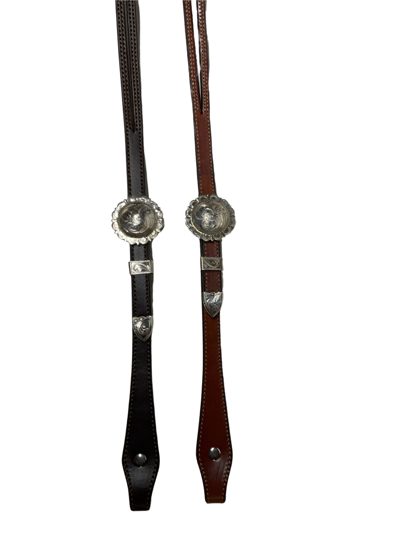 5/8" Split Ear Headstall Hansen Scalloped Round Concho Buckle