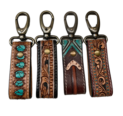 Hand Carved Leather Keychain