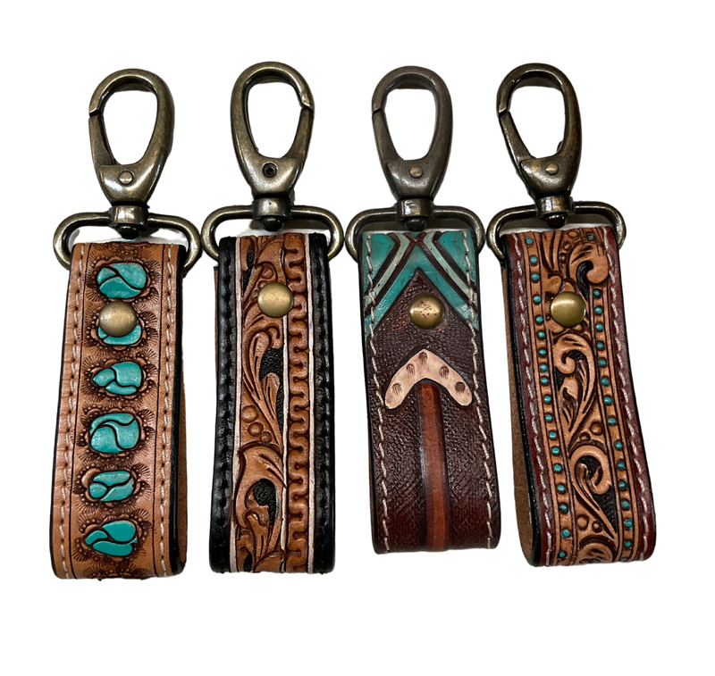 Hand Carved Leather Keychain