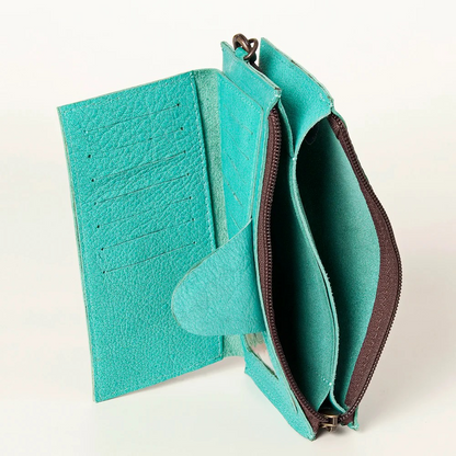 Turquoise Leather Cardholder Wallet