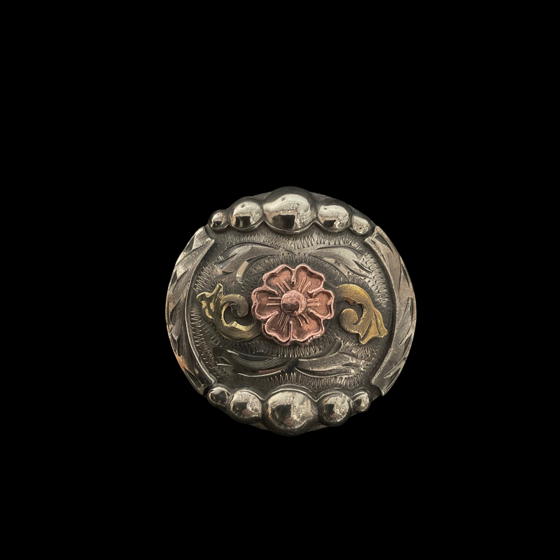 Antiqued California Loopback Concho- Silver Plate