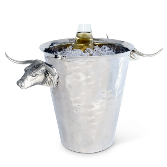Steel Ice Bucket w/Longhorn Steer Handles