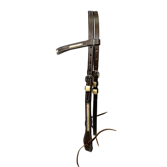 Browband with Laced Rawhide Accents