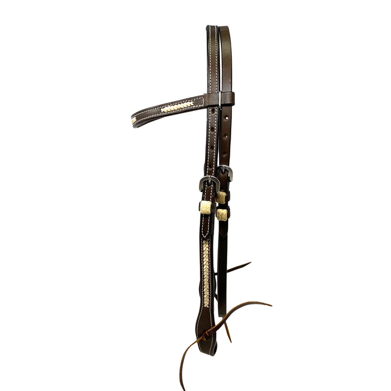 Browband with Laced Rawhide Accents